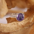 thumbnail image 5 of Round Alexandrite Solitaire June Birthstone Ring, 925 Sterling Silver Ring, Milgrain Wedding Ring, Alexandrite Stackable Promise Band Ring, Unique Gift for her, 5 of 5