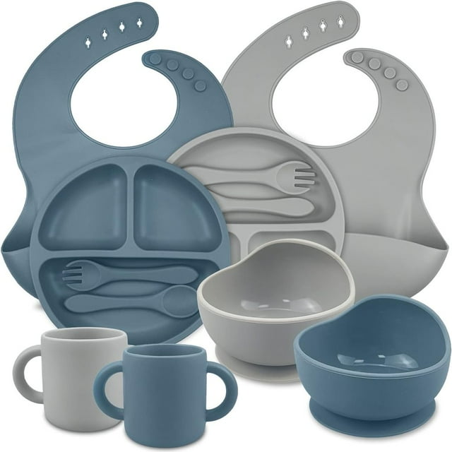 Silicone - Suction Divided Plates Adjustable Toddler Soft Bowl Spoons Forks