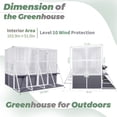 thumbnail image 5 of 103.9'' Wooden Greenhouse, Wooden Lean to Greenhouses, Heavy Duty Walk in Green House for Outside Winter, Large Hot House for Sunroom Storage Shed, Backyard, White+gray, 5 of 8
