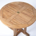 thumbnail image 2 of Ash & Ember Grade A Teak 35" Round Dining Table, Indoor Outdoor Solid Wood Patio or Porch Dining, Slatted Surface, Fits 3 People Comfortably, Weather-Resistant Furniture, Umbrella Hole, 2 of 6