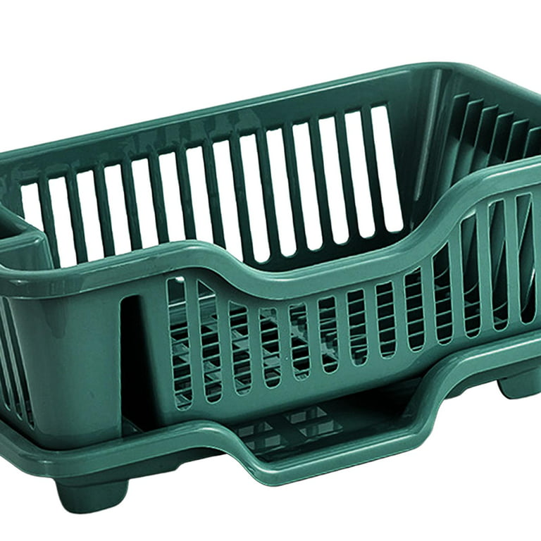 Livingandhome 3 Tier Green Kitchen Dish Drainer Rack Dish Drying Rack with  Cutlery Holder