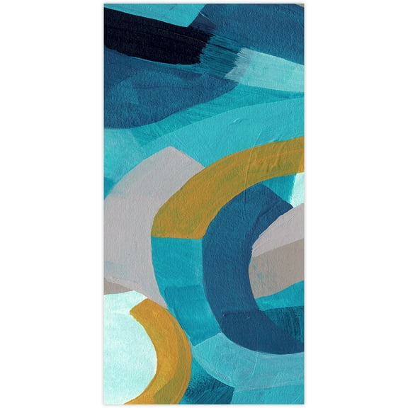 Empire Art Direct Puzzle Blues B Frameless Free Floating Tempered Glass Panel Graphic Wall Art, 72" x 36" x 0.2", Ready to Hang