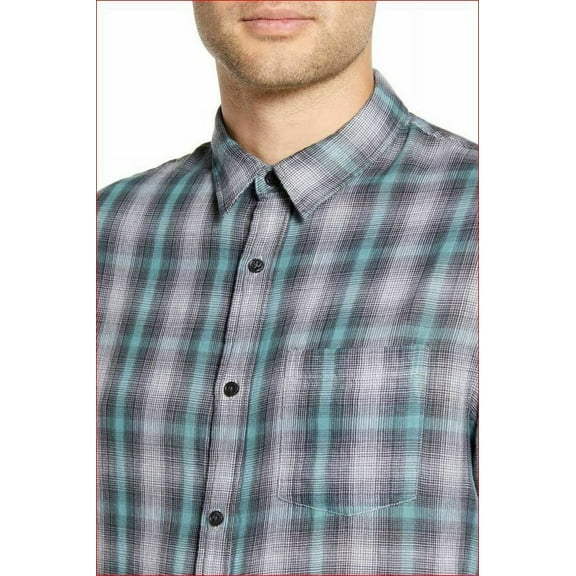 new VINCE men casual shirt classic fit M58301385 cotton grey M $195