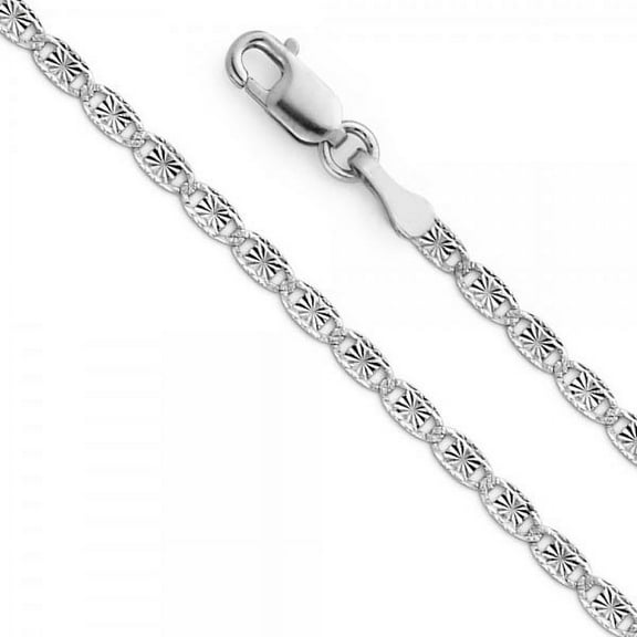 14K White Gold 2.1mm Valentino Star/Edge DC Chain : 22"
