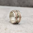 thumbnail image 4 of Infinity Spinner Band, Bohemian Ring, Solid 925 Silver Ring, Spinning Thumb Ring, Three Tone Ring, Fidget Ring, Handmade Jewelry, Christmas Oxidized, Brass Copper Band, Anxiety Ring, Mans Band Gifts, 4 of 6