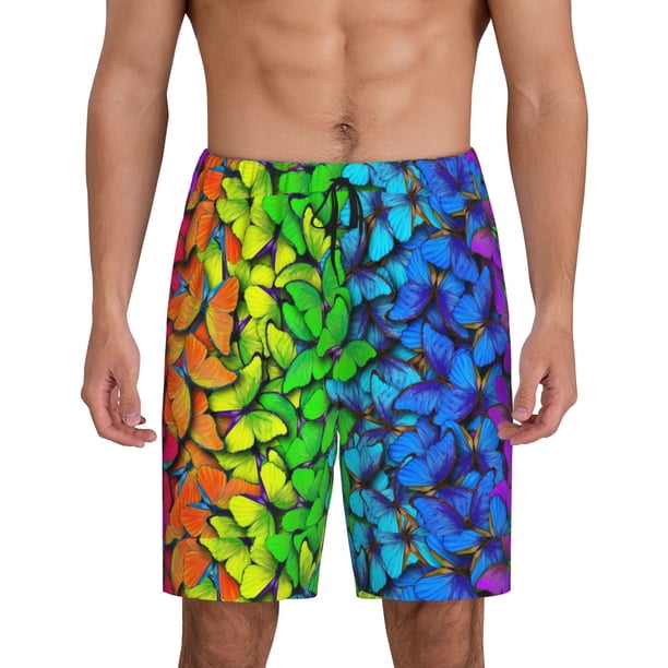 Fotbe Multicolored Butterflies Pantalones Cortos de Pijama para Hombre, Ropa de Dormir, Pantalones de Pijama Cortos para Hombre-Small