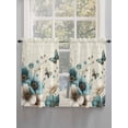 thumbnail image 5 of Teal Tulip Butterfly Living Room Curtains 2 Panel, Turquoise Floral Farmhouse Beige Cafe Window Treatment, Farmhouse Bedroom Bathroom Kitchen Curtains Drapes 104"x45", 5 of 6