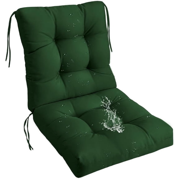 Outdoor Patio Chair Cushion, Waterproof Thick Tufted Rocking Chair Pads for Lawn Dining Furniture, 40x20 inch, Dark Green