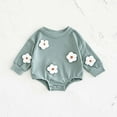 thumbnail image 2 of bbymog Newborn Girls Romper Fashion Cute Flower Bubble Romper Jumpsuit Boys Crewneck Long Sleeve Sweatshirt Rompers Green 6 Months, 2 of 7