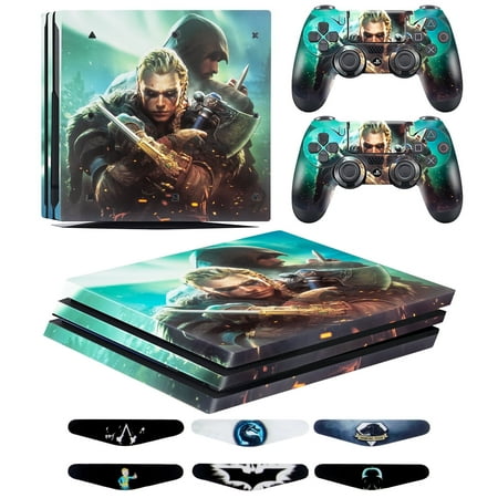 GameXcel Vinyl Decal Protective Cover Wrap Sticker vinilo CalcomanÃa for Sony PS4 Pro Console and Wireless Controller(PRO-Assassin's Creed Valhalla)