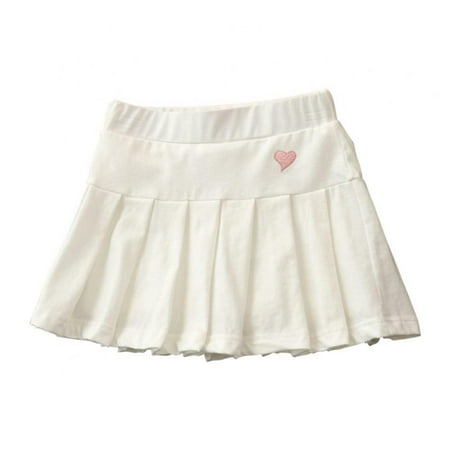

BULLPIANO 2-9Years Girls High Waisted Plain Pleated Skirt Skater Tennis School Uniforms A-line Mini Skirt Lining Shorts