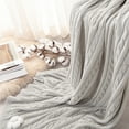 thumbnail image 4 of Ntbay 100% Cotton Cable Knit Throw, Super Soft Warm Knitted Blanket Home Decor, 60"x80", Silver Gray, 4 of 4