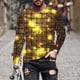thumbnail image 1 of Ceisia Men's Gold Starburst Print T-Shirt | Slim Long-Sleeve Crewneck Festive Casual Top Gift, 1 of 5