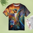 thumbnail image 4 of Flower Hummingbird Women's T-Shirt Short Sleeve T Shirts Tops Tee Ladies Loose T, 4 of 6
