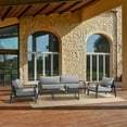 thumbnail image 3 of Grand 4 Piece Black Aluminum Outdoor Seating Set with Dark Gray Cushions, 3 of 8