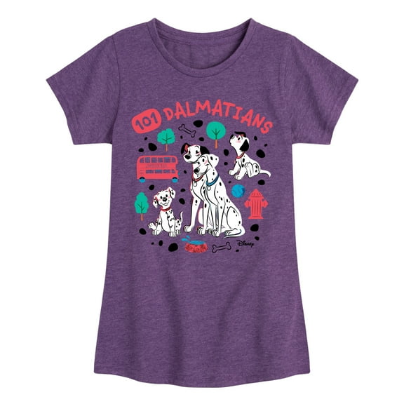 Disney - 101 Dalmatians Animated - Collage of Dalmatian Family - Toddler And Youth Girls Short Sleeve Graphic T-Shirt