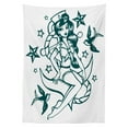 thumbnail image 3 of Ambesonne Anchor Tablecloth Rectangular Table Cover, Pin-up Girl Sailor Suit, 52"x70", Teal and White, 3 of 4