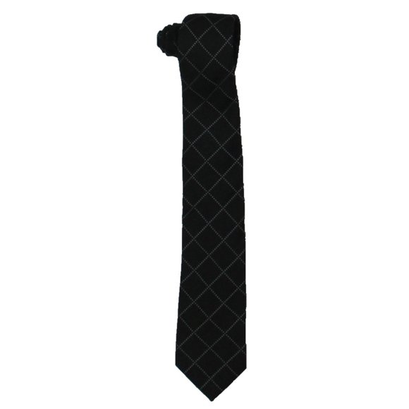 DKNY Mens Silk Blend Desaturated Check Neck Tie Black