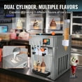 thumbnail image 6 of VEVOR Commercial Ice Cream Machine, 21 QT/H Yield, 1800W 3-Flavor Countertop Soft Serve Ice Cream Maker, 2 x 4L Hopper 2 x 1.8L Cylinder, LCD Panel Auto Clean Pre-cooling, for Restaurant Snack Bar, 6 of 10