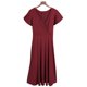 thumbnail image 3 of ABPHQTO Vestido a media pierna con cuello en V y mangas con volantes rojos para mujer, 3 of 5
