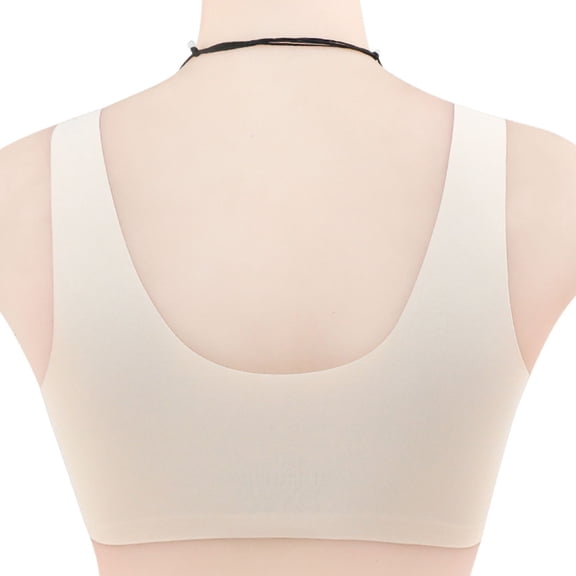 Quealent Bras For Women Wireless Womens Sports Bras - Cross Back Padded Wirefree Comfort Workout Bras for Yoga,Beige L