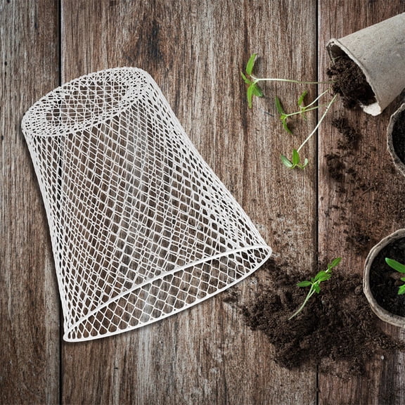 BESTYASH 4Pcs White Iron Plant Protective Cage Mesh Designed Reusable Sturdy Flowerpot Cover for Home Garden