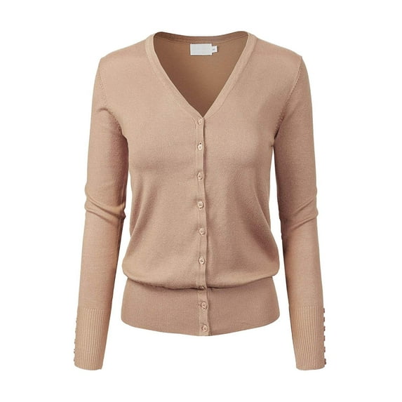 Women's V-Neck Button Down Long Sleeve Classic Knit Cardigan Sweater