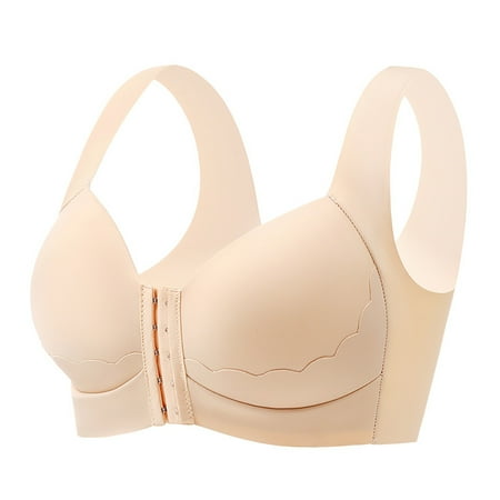 Ramiter Plus Size Lingerie Fitness Dry Running with String Quick Woman Size Underwear Bras Shockproof Large X5XL Beige