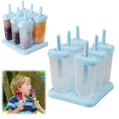 

Aoorsake Clearance! Popsicles Molds 6 Grid Premium Silicone Ice Lolly Maker With Stand Non Stick Diy For Kids And Adults Perfect For Homemade Summer Easy Ice At Home， Popsicle Molds With Sticks Blue