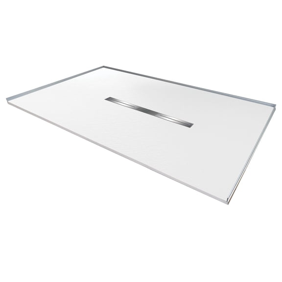 Transolid Trimslate 72-in x 42-in Zero Threshold Shower Base with Center Drain, White