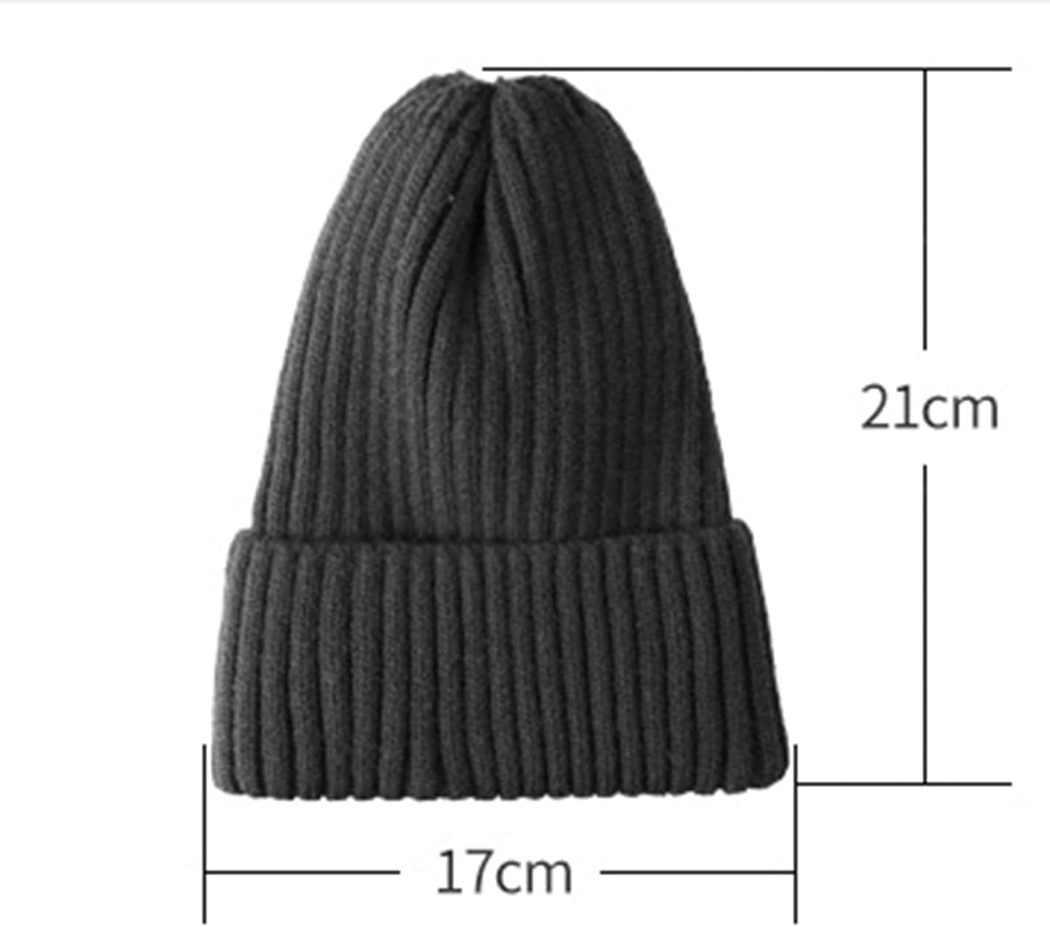 Achiou Knit Beanie Hat - Unisex Slouchy Skull Cap, Soft Cuffed Winter Hat, Warm For Ski & Everyday, Gray, One Size Fits Most
