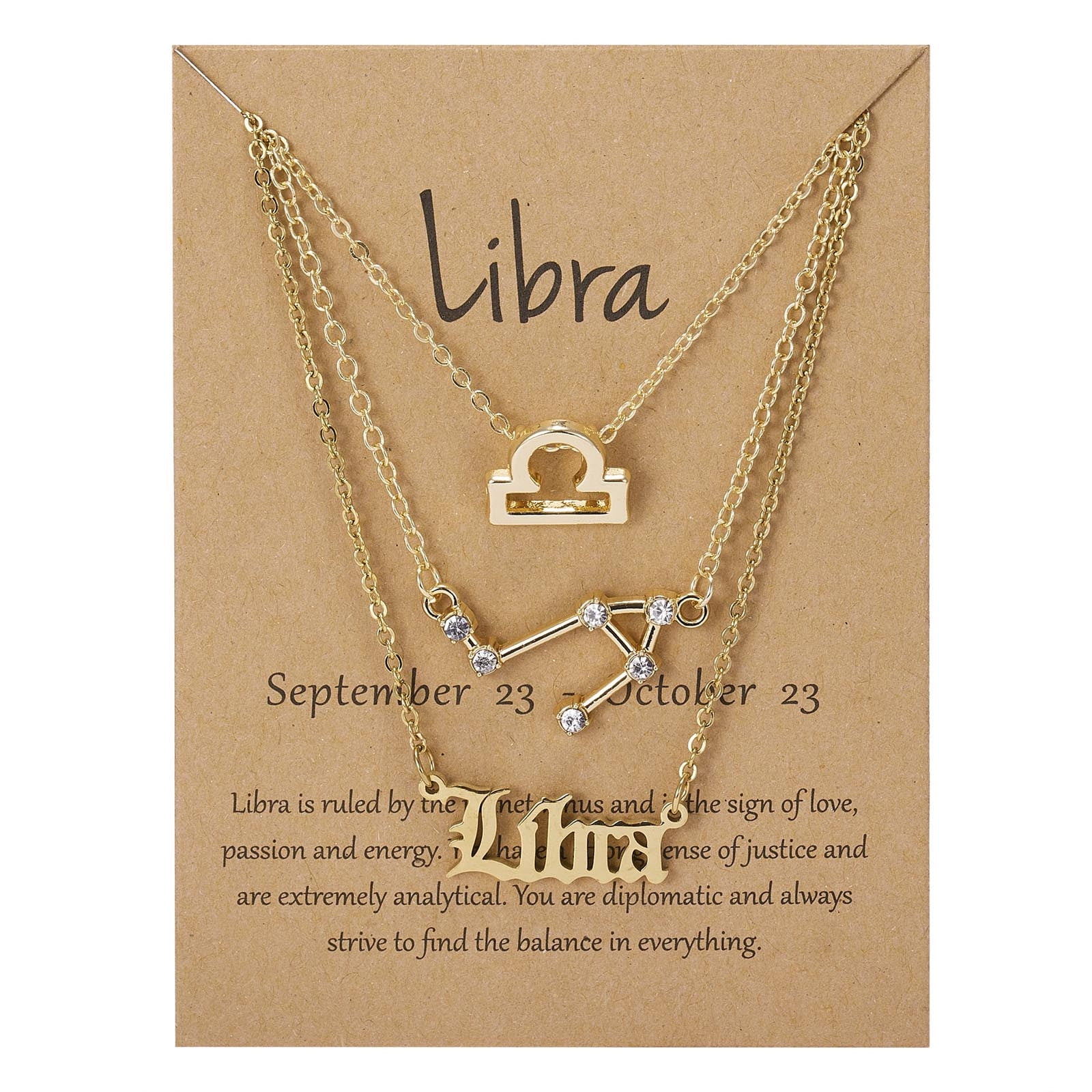 WREESH Ensemble de Trois Pièces Ciel Lettre Anglaise Ancienne Collier Constellation