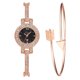 thumbnail image 3 of Ivpai Reloj femenino con correa de aleación de cuarzo y diamantes de imitación brillantes con pulsera (oro rosa negro), 3 of 4