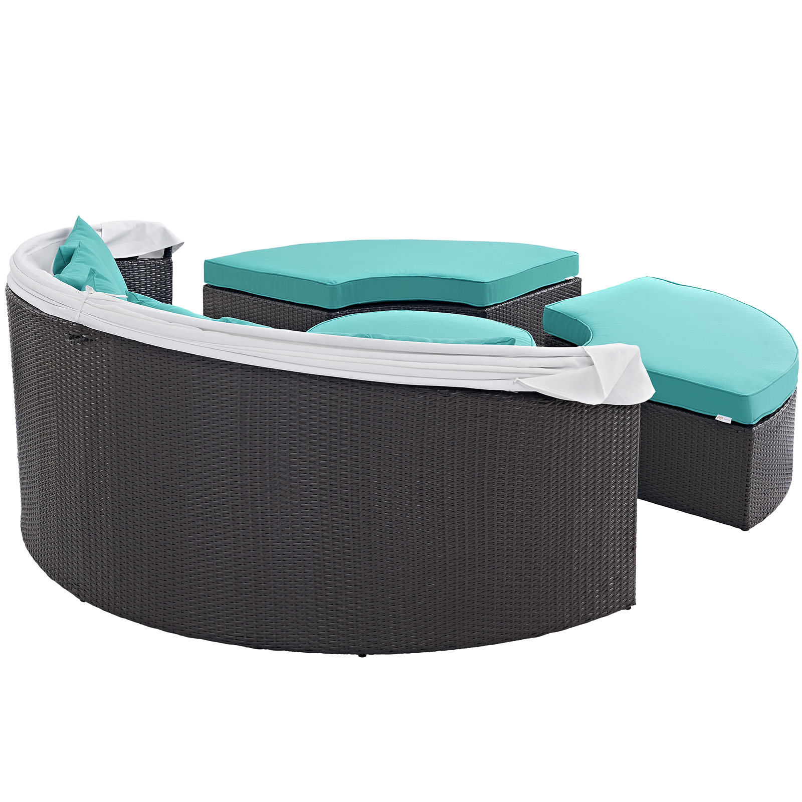 Modway Convene Canopy Outdoor Patio Daybed in Espresso Turquoise - image 5 of 6