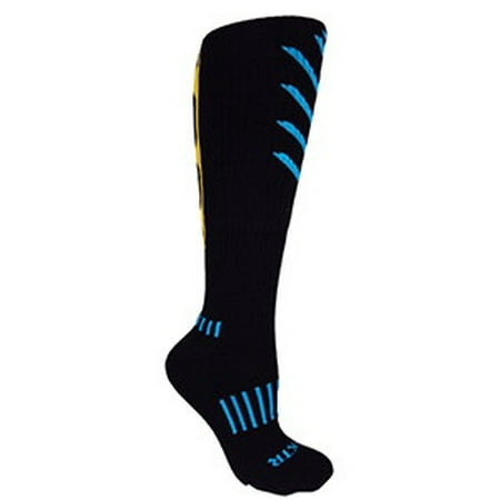 

MOXY Socks Knee-High Black with Cyan/Yellow Ultimate VEKTR Premium Cushioned ...