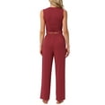 thumbnail image 3 of Conjunto de lounge para mujeres INSPIRE CHIC, top sin mangas y pantalones, pijama sólido en rojo, 3 of 6