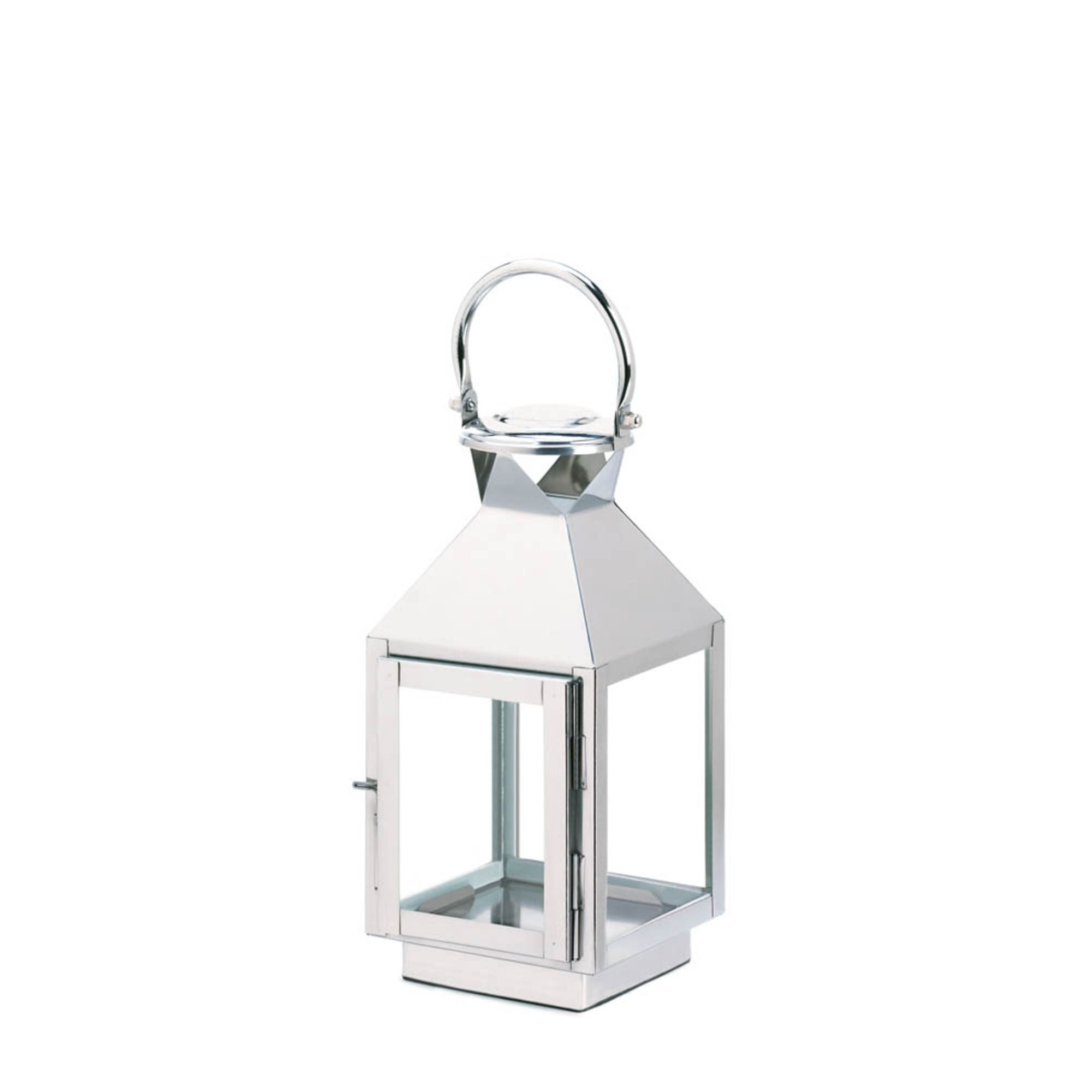Curling Vine Small White Metal Glass Candle Lantern 