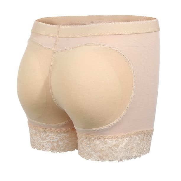 Glus Spendex Lycra Lace Butt Enhance Padded Women Hipster Beige