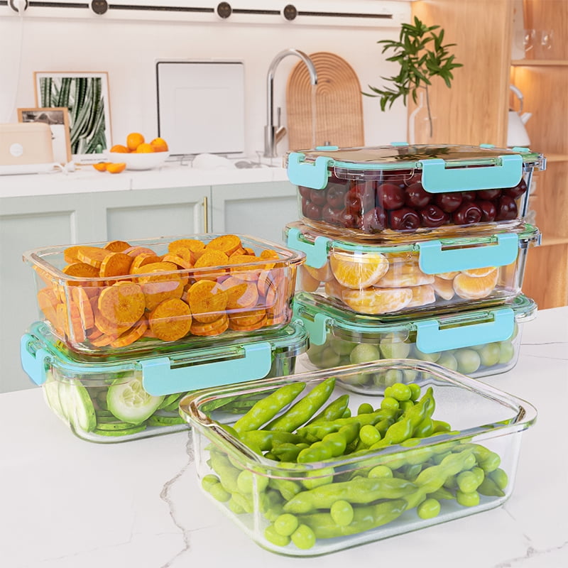 21Pcs Glass Food Storage Containers with Lids, Glass Airtight Meal Prep Container Set for Lunch, Kitchen Pantry Organizers and Storage, Leak Proof