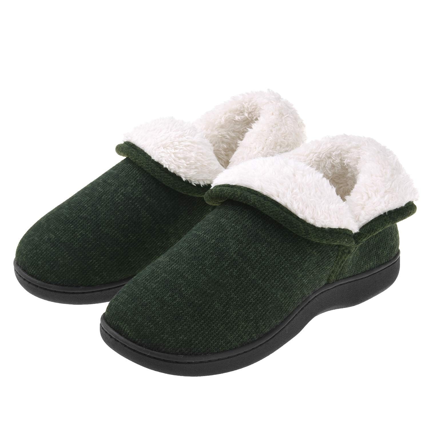 green fuzzy slippers