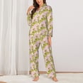thumbnail image 2 of Honeii Pears And Flower Print Women's Pajama Sets Long Sleeve Button Down Sleepwear Nightwear Soft Pjs Lounge Sets 2PCS-X-Large, 2 of 7
