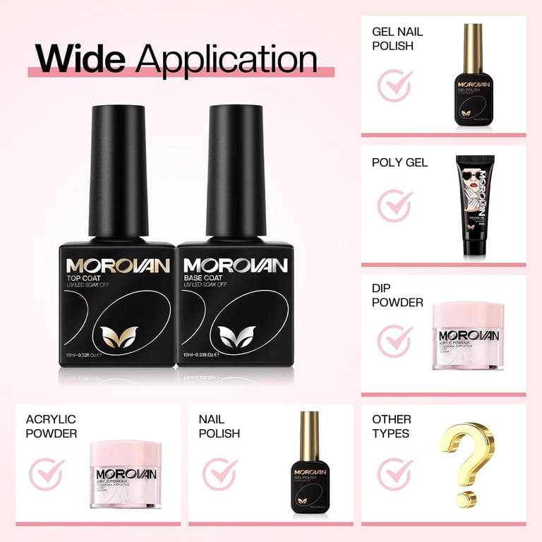 Morovan UV Gel Base & Top Coat Set, No Wipe, 2 Pieces photo 7