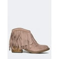 thumbnail image 2 of J. Adams Marrow Chunky Boot - Western Fringe Cowboy Low Bootie Heel - Ankle Strap Open Toe High Block Sandals for Women, 2 of 6