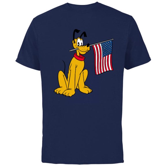 Disney Pluto Americana - Short Sleeve Cotton T-Shirt for Adults - Customized-Navy