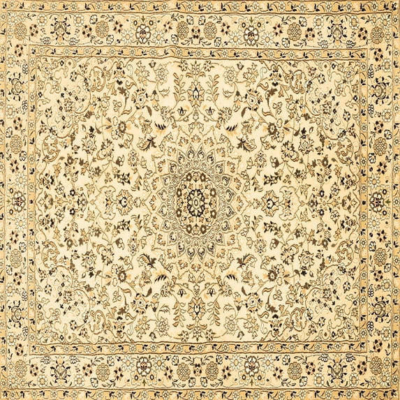 Ahgly Company Indoor Square Medallion Brown Traditional Area Rugs, 6' Square
