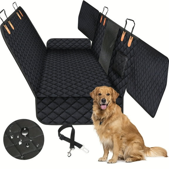 Back Seat Extender For Medium And Large Dogs, Hard Bottom Dog Car Seat Cover With Side Flaps And Pocket, Waterproof Anti-Scratch Nonslip, Dog Hammock For Car, SUV, Truck, Black