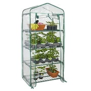 4 Tier Greenhouse W/Clear Cover, Portable Green House Winter Garden Plants Warm House , 27" x 19" x 63"