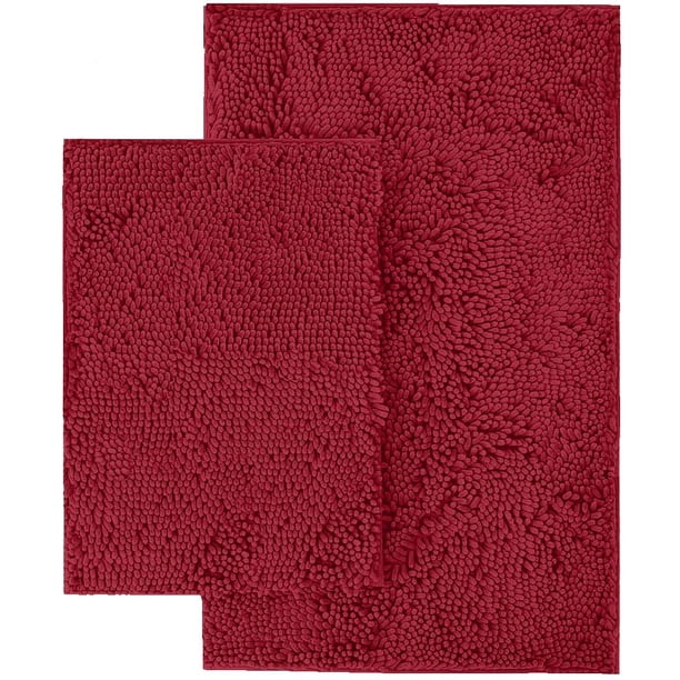 Alfombra de Baño Luxurux: Alfombras de Baña de Baño de Baño de Lujo Extra Suaves, Material de Microfibra de Chenille de 1 '', Súper Absorbente (Conjunto Rectangular, Rojo Marrón)) LuxUrux tapetes para baño