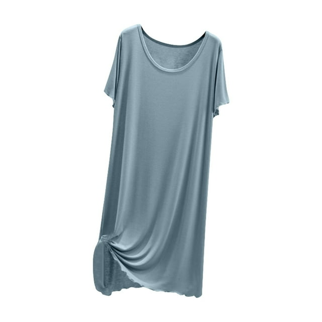 Vestido largo de verano ligero con cuello redondo y corte holgado para mujer