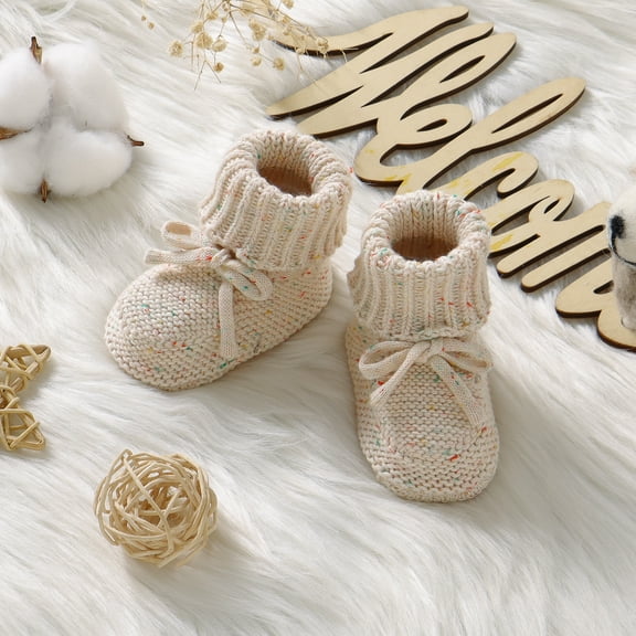 Baby Shoes Cotton Knitted Newborn Girls Boys Boots Fashion Tie Warm Toddler Kid Slip-On Infant Bed Shoes Handmade 0-18M Footwear